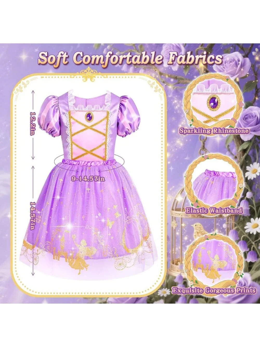 Princess Dress Up Clothes for Girls 3-6 Pretend Role Play Costume Set